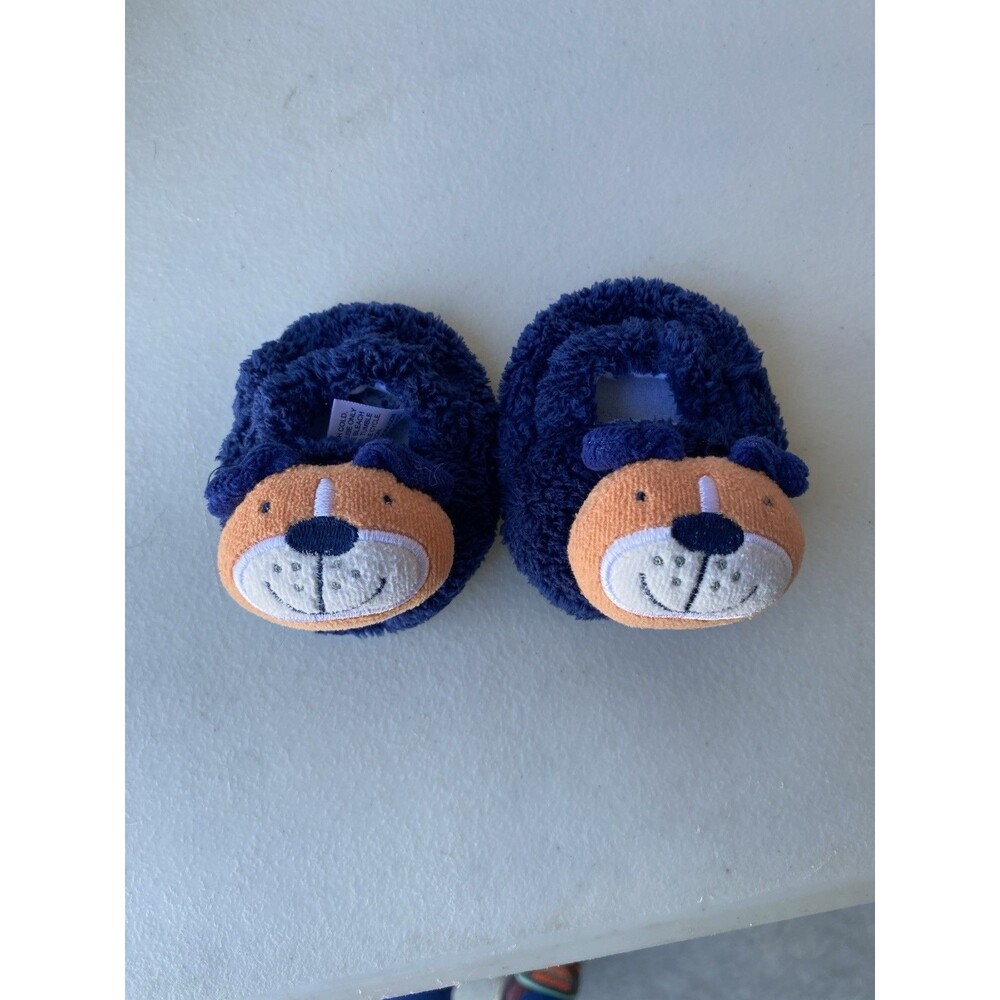 Gerber Blue Fuzzy Sherpa Bear Dog Baby Booties 0-6 Months